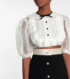 Miu Miu Cropped-Top Aus Seidenorganza 11 Miu Miu Cropped-Top Aus Seidenorganza -FRAME || Dolce & Gabbana Verkäufe P00528381 d1