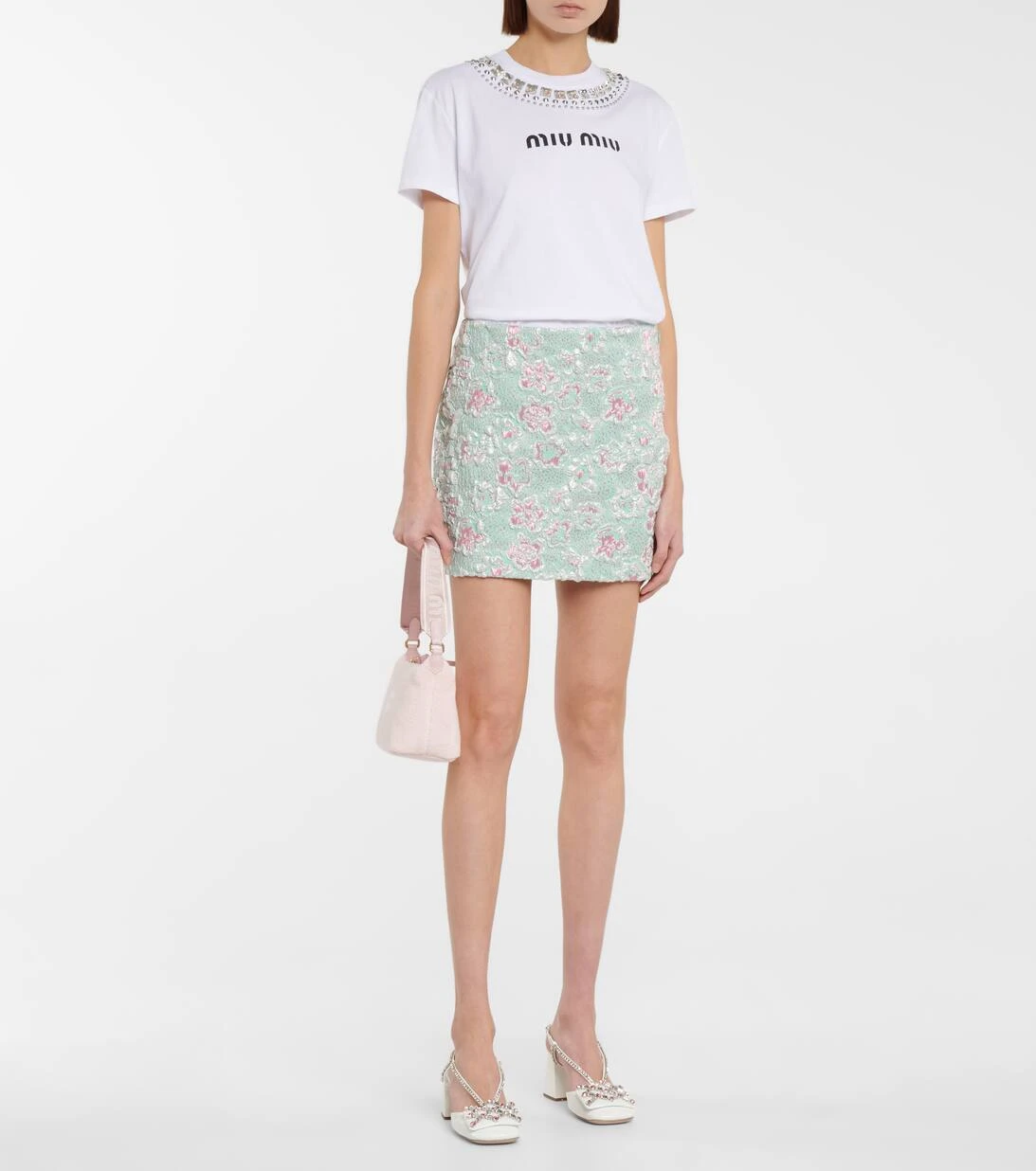 Miu Miu Verziertes T-Shirt Aus Baumwolle 4 Miu Miu Verziertes T-Shirt Aus Baumwolle – Bild 2