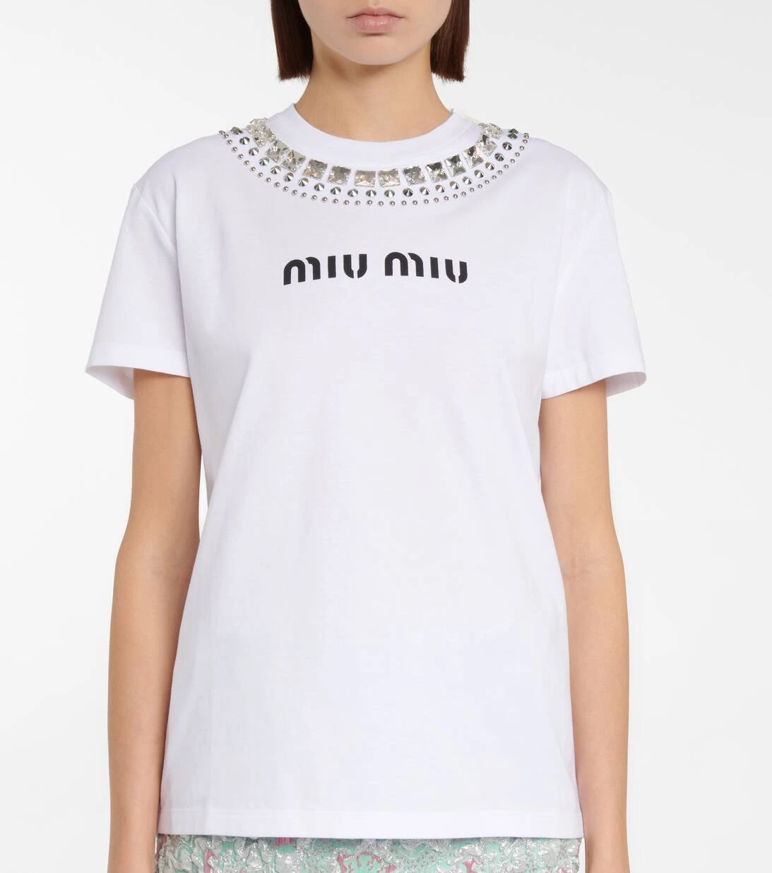 Miu Miu Verziertes T-Shirt Aus Baumwolle 7 Miu Miu Verziertes T-Shirt Aus Baumwolle – Bild 5