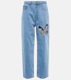 Area Verzierte High-Rise Straight Jeans