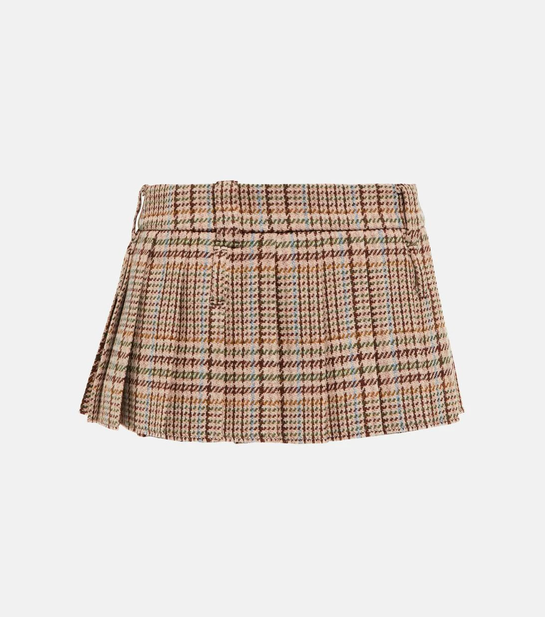 Miu Miu Karierter Minirock Aus Schurwolle 3 Miu Miu Karierter Minirock Aus Schurwolle