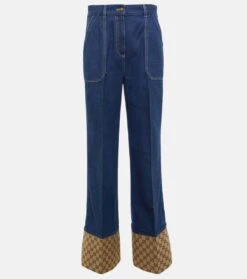 Gucci Hose GG Aus Denim Und Canvas