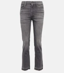 7 For All Mankind Mid-Rise Cropped Straight Jeans