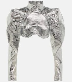 ROTATE Birger Christensen Cropped-Top Mit Puffärmeln