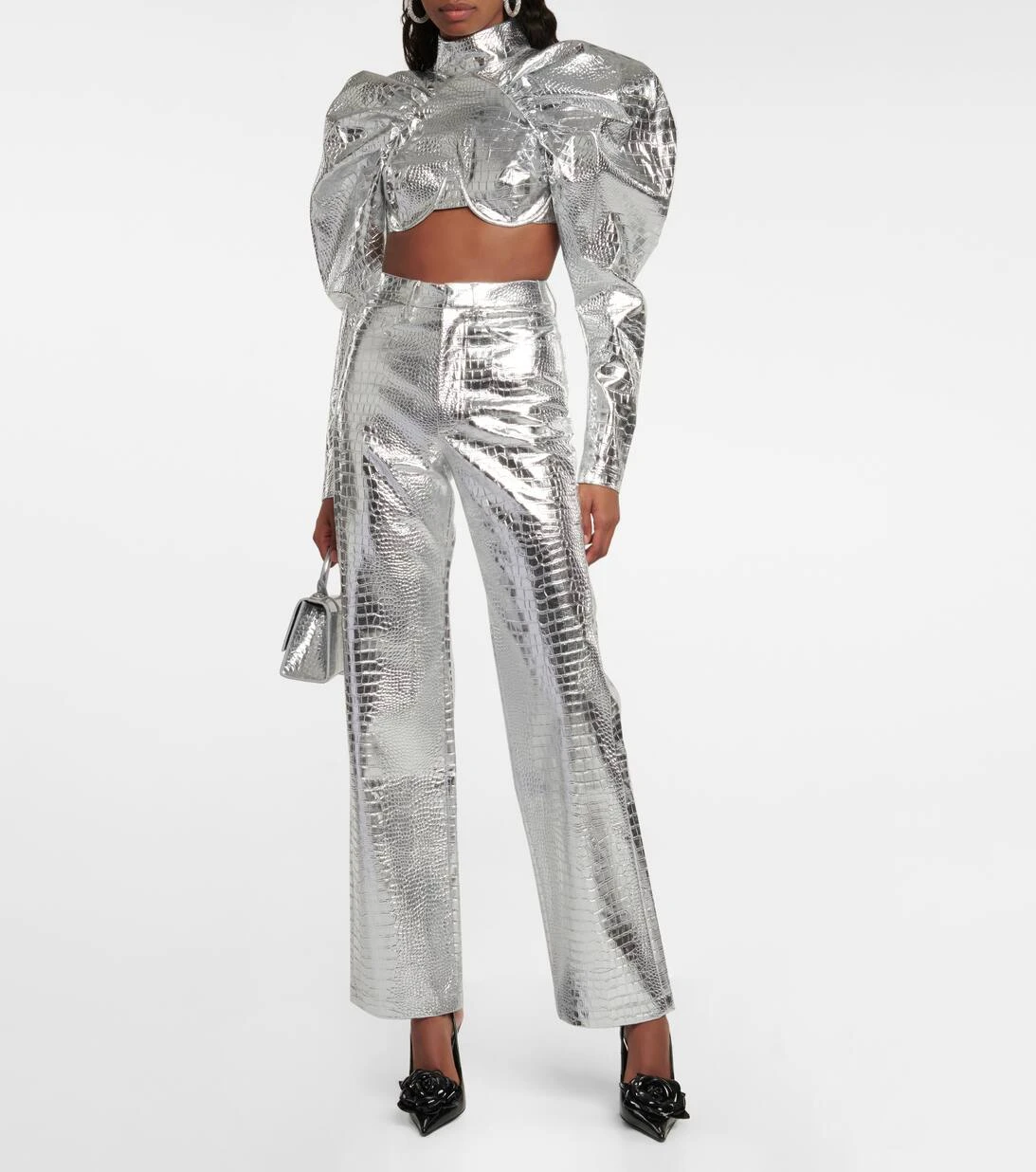 ROTATE Birger Christensen Cropped-Top Mit Puffärmeln 4 ROTATE Birger Christensen Cropped-Top Mit Puffärmeln – Bild 2