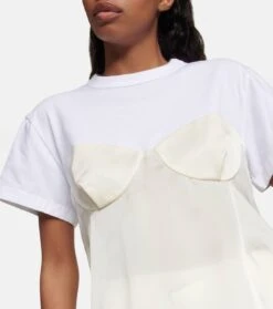 Sacai T-Shirt Aus Satin Und Baumwolle -FRAME || Dolce & Gabbana Verkäufe P00769052 d1