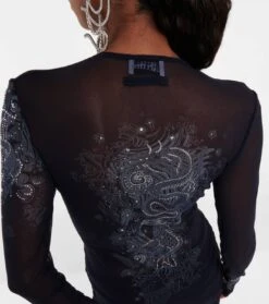 Jean Paul Gaultier Kristallverziertes Longsleeve Aus Mesh -FRAME || Dolce & Gabbana Verkäufe P00770053 d3