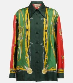 Gucci Hemd Harness Und Double G Aus Seide