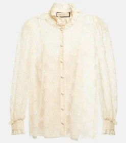 Gucci Bluse GG Aus Spitze